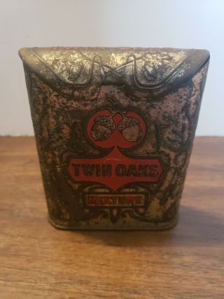 Vintage Advertising Twin Oaks Tobacco Can Roll Top Vertical Upright Pocket Tin
