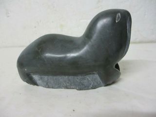 Vintage 1977 Walrus Signed Inuit Art Carving Soapstone 4.  75 " X 3 " 7 Of 10