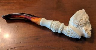 Meerschaum Pipe Carved Persian Face Unsmoked Vintage Estate