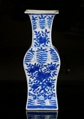 Antique Chinese Blue and White Porcelain Square Shaped Vase 18th/19th C QING 2