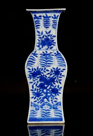 Antique Chinese Blue and White Porcelain Square Shaped Vase 18th/19th C QING 6