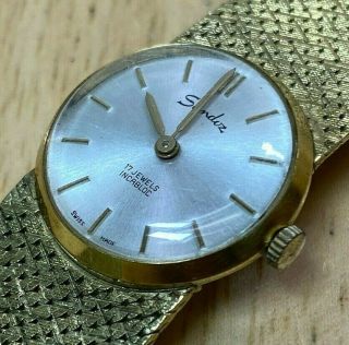 Vintage Sandoz Swiss Lady 17 Jewels Gold Tone Hand - Wind Up Mechanical Watch Hour