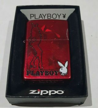 Playboy Iced Red Vintage Zippo Bunny Lighter Pinup Case Box