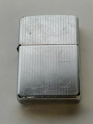 Vintage Zippo Lighter With Engine Turned No Monogram Early Tight Lid Needs Flint