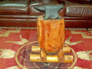 Primitive Blacksmith 50 Pound Anvil Old Metal Anvil Comes With Wooden Log Base