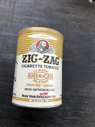 Vintage Zig - Zag Light Cigarette Tobacco Can Zig Zag Rolling Paper White,  Tan