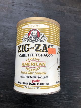 VINTAGE Zig - Zag Light Cigarette Tobacco Can Zig Zag Rolling Paper White,  Tan 2