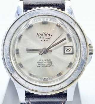 Vintage Holiday Three Star 17j Swiss Dive Watch