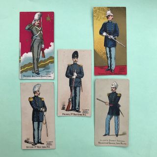1800s 5 Sweet Caporal Cigarette Cards,  Usa Soldiers In Uniform,  N224 Kinney