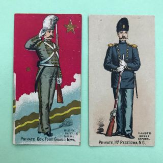 1800s 5 SWEET CAPORAL CIGARETTE CARDS,  USA SOLDIERS IN UNIFORM,  N224 KINNEY 2