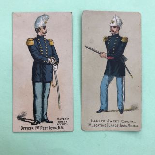 1800s 5 SWEET CAPORAL CIGARETTE CARDS,  USA SOLDIERS IN UNIFORM,  N224 KINNEY 3