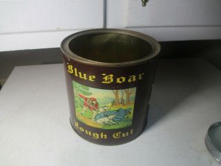 Vintage BLUE BOAR ROUGH CUT Tobacco Tin Advertising GREAT GRAPHICS 3