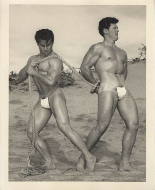 Gay: Vintage 1950s Nude Male Bruce Of La 4x5 Photograph Beware Of Rope Burn O1