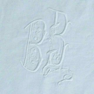 Divine Antique French Damask Linen Tablecloth & 12 Napkins Set,  B & R Monogram