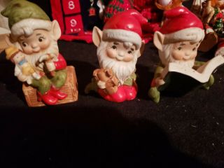 Vintage Homco Christmas Elves Set Of 3 Figurines