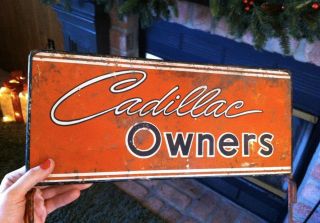 Antique Metal Cadillac Dealership Advertisement Sign 3