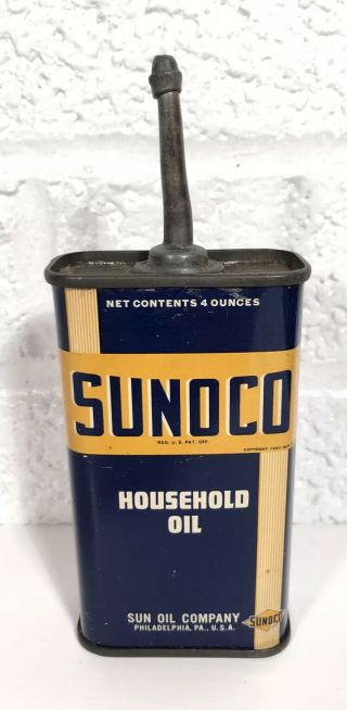 Vintage Sunoco Household Oil Tin Can Oiler Lead Top