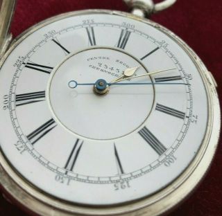 Heavy Victorian Sterling Silver Center Seconds Fusee Chronograph,  Key