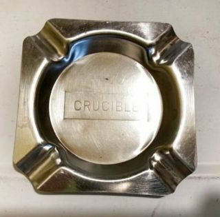 Vintage Crucible Steel Stainless Steel Ashtray Midland Pa 4 - 3/8 " Square Guc