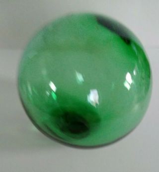 Vintage Green Small Fishing Float Ball - 9.  5 Inch In Circumference.  Hand Blown.