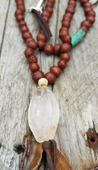Antique Tibetan Mala Bodhy Raktu Seed 8mm Ancient Crystal Coral Turquoise Amber