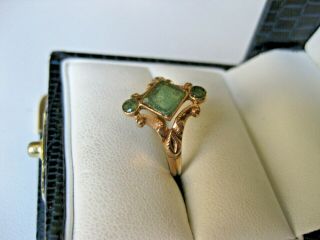 Antique Victorian 10k Rose Gold Ring With Natural Emeralds