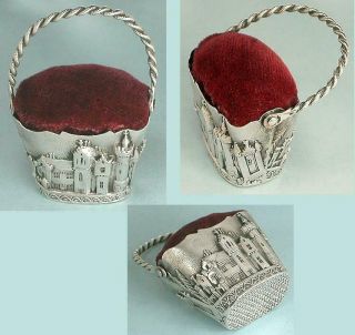 Antique Sterling Silver Abbotsford Basket Pincushion English Circa 1830