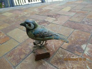 Vintage Wood Carved Bird Figurine Signed 