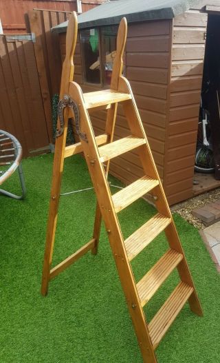 Simplex Antique Step Ladder 19th Century Shop/library Ladders Restored,  Perfect.