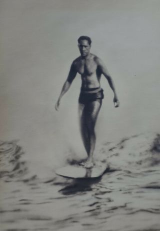 VINTAGE HAWAII DUKE KAHANAMOKU SURFING SURFBOARD WAIKIKI 4X6 PHOTOGRAPH 1910s 2