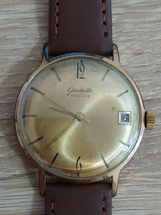 Glashutte Date 20mic Gold Plating 17j Cal.  69.  1 Made In Gdr Retro Watch Serviced
