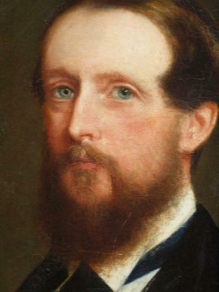 LARGE 19th Century PORTRAIT YOUNG BEARDED GENTLEMAN Signed Antique Oil Painting 6