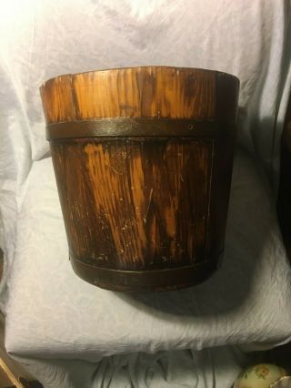 Vintage Wooden Primitive Water Bucket,  Rustic,  Farm,  Well Pail Antique