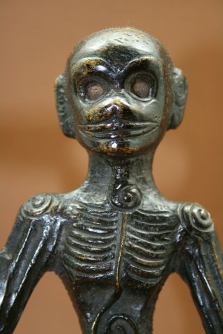 Circa 19thc Bronze Tantric Skeleton With Kapala And Ghanta India/tibet/nepal