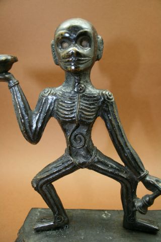 Circa 19thC Bronze Tantric Skeleton with Kapala and Ghanta India/Tibet/Nepal 3