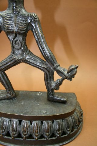 Circa 19thC Bronze Tantric Skeleton with Kapala and Ghanta India/Tibet/Nepal 4