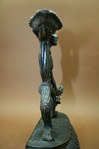 Circa 19thC Bronze Tantric Skeleton with Kapala and Ghanta India/Tibet/Nepal 6