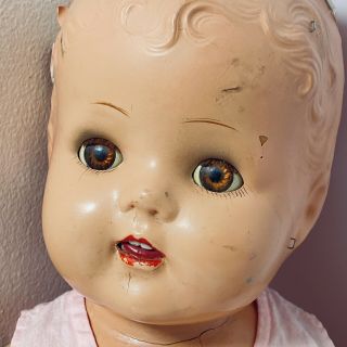 Vintage Unmarked 19” Composition Baby Doll Tlc