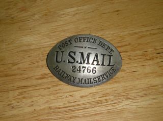 Antique/vintage Post Office Dept.  U,  S.  Mail 24766 Railway Mail Service Badge