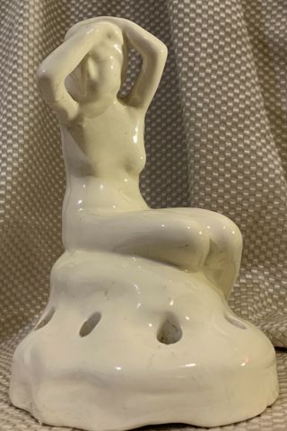 Vtg Royal Haeger Pottery Art Deco Lady Flower Frog With Flowing Hair