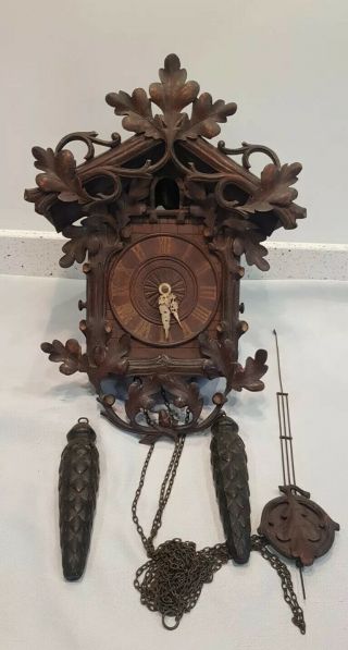 Beha Antique Cuckoo Clock Restoration Wooden Plates,  Black Forest Carved Case