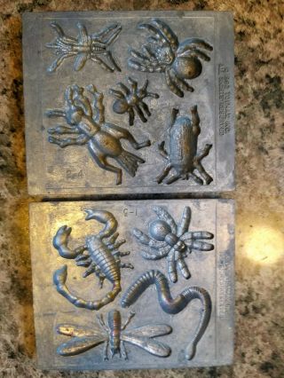 Vintage 1992 Toymax Creepy Crawler Metal Molds 1 - 3 & 2 - 4 Snake Bugs Scorpion