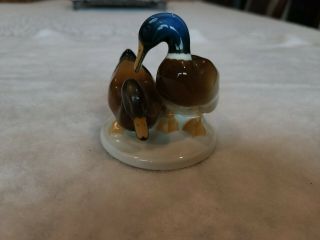 Vintage Hutschenreuther Selb Mallard Ducks Porcelain Figurine Germany