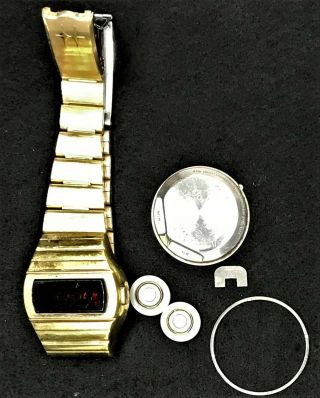 Vintage 1973 Hamilton Pulsar P2 Led Watch 14k Gold Ep W/ Orig.  Magnet