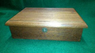 Vintage Wooden Work / Trinket / Jewellery Box With Sliding Internal Tray