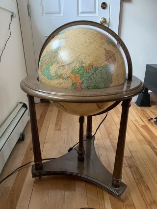 Vintage Replogle Heirloom Series Lighted 16 " Floor Chair - Side Globe With Casters
