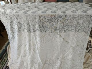 Vintage 4 Panels White Polyester Lace Curtains 49 " X 101 - 1/2 "