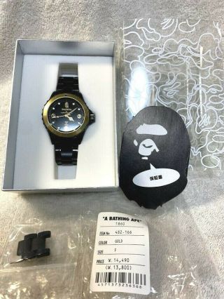 A Bathing Ape Wristwatch Bape Black Gold Version Very Rare Bapex From Japan