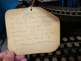 Antique Caligraph No 2 Typewriter 1893 Personal Note Repair Parts 5