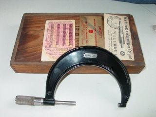 Vintage Starrett No.  436f 3 " To 4 " Micrometer W/wood Box & Manuals